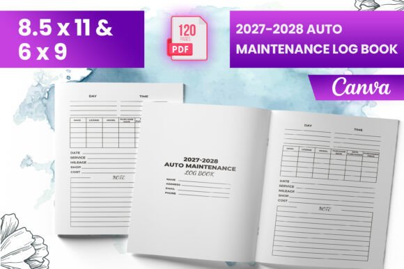 2027-2028 Auto Maintenance Log Book KDP